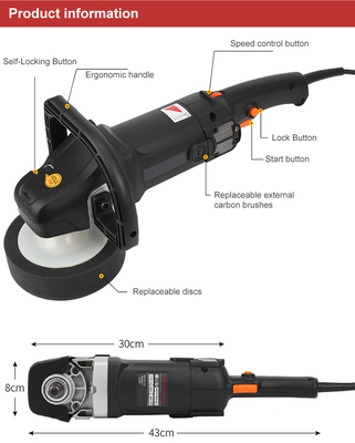 Macchina elettrica per lucidare auto a orbita casuale da 1000W con dimensioni esterne 53*49.5*32cm