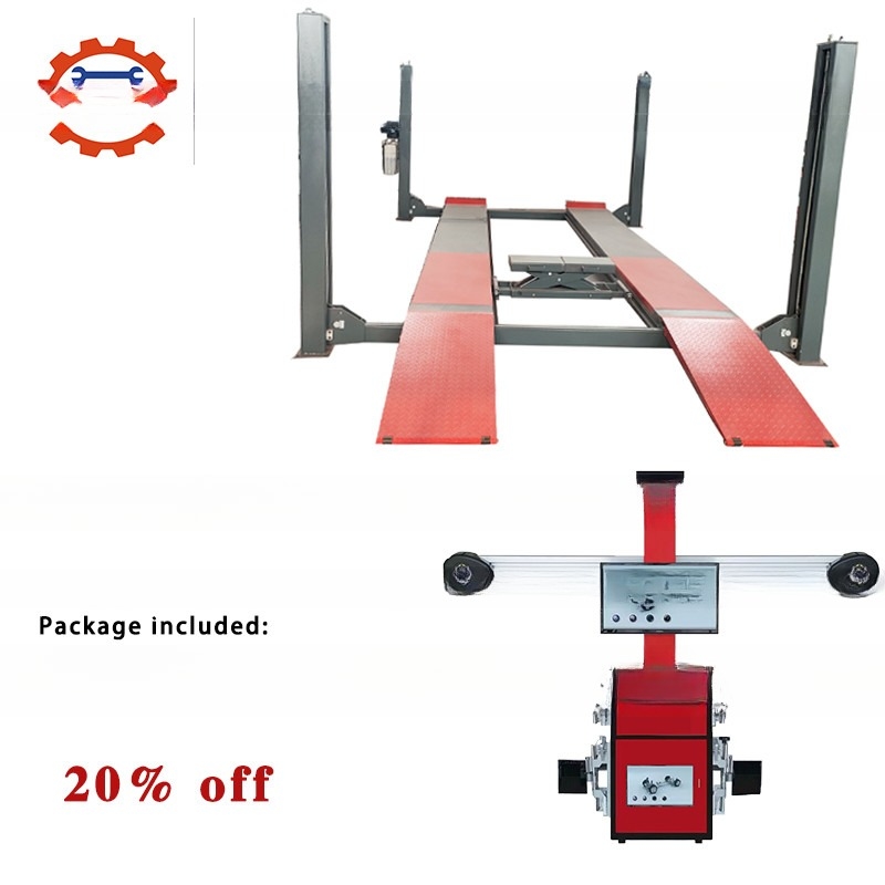 4 Post Car Lift e 3D Wheel Alignment Equipment Machine con chiusura esterna da 10''-22'